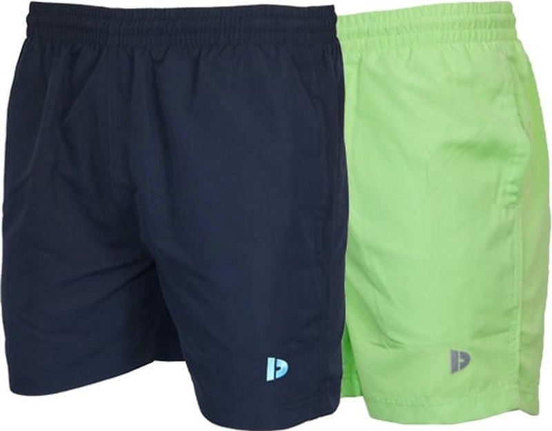 2-Pack Donnay - Sport/Zwemshort (Toon) - Sportbroek - Heren - Navy/Lemon-green (614) - maat S