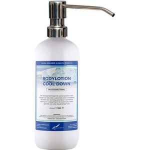 Bodylotion Cool Down 1 Liter met luxe RVS zilverkleurige pomp - stijlvolle en duurzame uitstraling