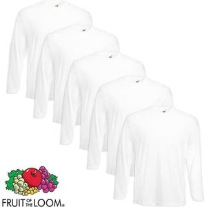 Fruit of the Loom 5 Value Weight Longsleeve T-shirt wit S