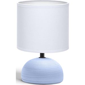 LED Tafellamp - Tafelverlichting - Aigi Conton 2 - E14 Fitting - Rond - Mat Blauw - Keramiek