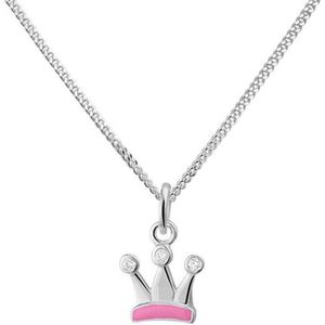 YO&NO - Ketting - Zilver - Gourmet - Kroon - Zirkonia - 1,4mm -  36 + 4cm - Kinderen - Gerhodineerd - Zilver 925