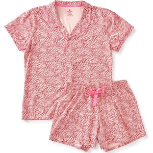 Little Label Pyjama Dames Maat XS/34-36 - Fuchsia, roze - Zebra strepen - Shortama - Zachte BIO Katoen
