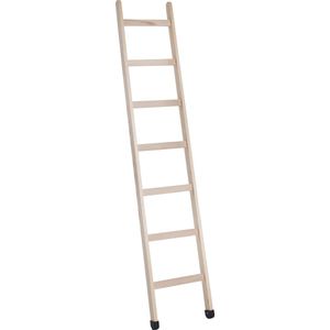 Enkele ladder hout - 7 treden/sporten - Stahoogte 197 cm - Houten ladder - Inclusief rubberen voeten