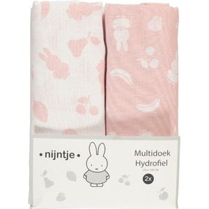 Nijntje Multidoek Hydrofiel XL Fruit - Swaddle - Inbakerdoek - 120x120 - Roze