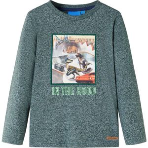 vidaXL - Kindershirt - met - lange - mouwen - 116 - gemêleerd - donkergroen