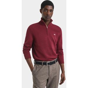 Gant - Schipperstrui - Plumped Red - CASUAL COTTON HALFZIP - Met Geborduurd Grafisch Logo op de Borst