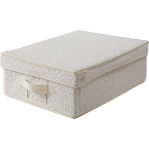 Opbergdoos met deksel van bouclé-stof in écru - L31,5 cm
