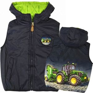 Bodywarmer kind met tractor trekker John Deere zwart capuchon maat 92 vest full color print Heel mooi!