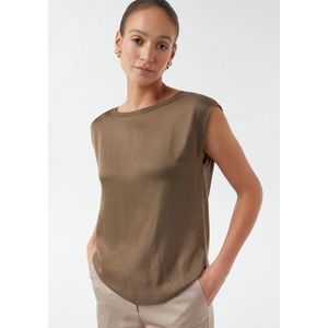 comma - T-Shirt - Viscose - Met Afgeknipte Schouders - Normale Pasvorm