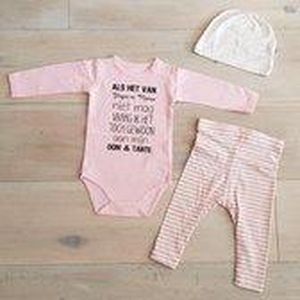 pyjama Baby pakje cadeau geboorte meisje jongen set met tekst aanstaande zwanger kledingset pasgeboren unisex  romper lange mouw wit en broekje| Huispakje | Kraamkado | Gift Set babyset kraamcadeau babygeschenkset