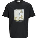 Jack & Jones - Joralmeria - T-shirt - Zwart - Korte Mouwen, Ronde Hals, Plus-Size