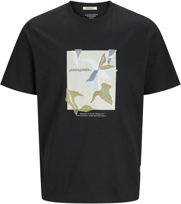 Jack & Jones - Joralmeria - T-shirt - Zwart - Korte Mouwen, Ronde Hals, Plus-Size