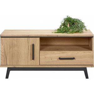Tv Meubel Batenburg - MDF/Metaal - Eiken/Zwart - 106x50x45 cm (BxHxD)