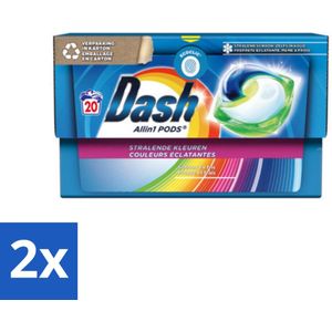 2 x Dash - Stralende Kleuren - Wasmiddel Capsules - All-in-1 Pods - Gekleurde Was - 20 Wasbeurten - Wasmiddel Capsules - Gekleurde Was - Wasverzachter - Lenor Geur - Vlekkenverwijderaar
