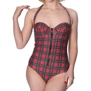 Banned Badpak -S- Wild plains tartan Ruitjes Rood