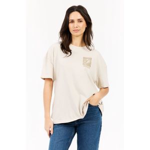Protest Prtreed - T shirt Dames - Korte mouwen - Ronde hals - Relaxed fit – Kitoffwhite