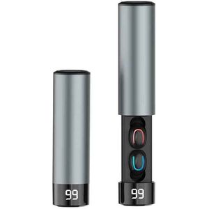 DrPhone AeroBuds Draadloze Oordoppen – Bluetooth 5.0, HIFI Geluid - Noise Cancelling - Touch Control - IPX5 Waterdicht - Oplaadcase met LED Display - Zilver