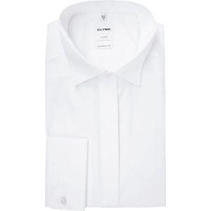 OLYMP Luxor comfort fit overhemd - smoking overhemd - wit - gladde stof met wing kraag - Strijkvrij - Boordmaat: 47