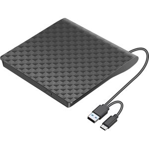 Ultradunne Draagbare Externe CD/DVD Speler en Branders met USB 3.0 en Type-C – Compatibel met Windows en Mac OS