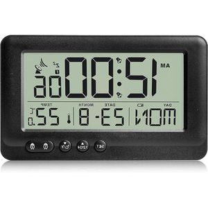 Digitale wekkerradio met licht - Automatische reiswekker met twee onafhankelijke alarms, thermometer en datumweergave