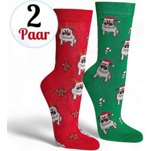 Foute kerstsokken 2 paar - heren & dames - 40 t/m 47 - kerstcadeau - sokken - sokken kerstmis