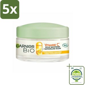 5 x Garnier - Bio - Dagcrème - Vitamine C - Hydraterend - 50 ml - Grootverpakking - Biologische Dagcrème - Vitamine C Crème - Hydraterende Dagcrème - Stralende Huid - Garnier Bio