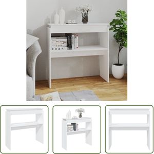 The Living Store Wandtafel 80x30x80 cm bewerkt hout wit - Consoletafel - Bijzettafel - Wandtafel - Houten Tafel - Witte Tafel