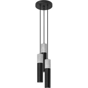 Sollux - Hanglamp Borgio 3 lichts Ø 20 cm beton zwart