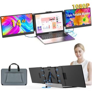 JMZR® Portable Monitor - Tri Screen - Laptop Uitbreider - Full HD