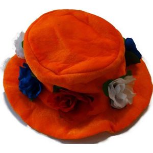 Bloemetjeshoed oranje met rood wit blauwe bloemetjes | WK Voetbal Qatar 2022 |Koningsdag| Nederlands elftal hoedje | Nederland supporter | Holland souvenir