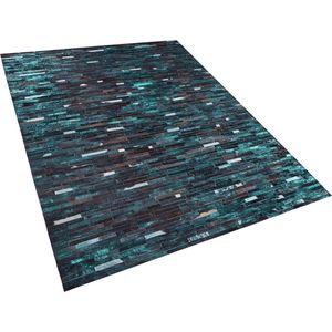 KISIR - Patchwork vloerkleed - Bruin - 160 x 230 cm - Koeienhuid leer