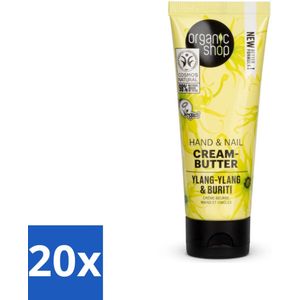 20 x Organic Shop - Ylang-Ylang & Buriti Hand & Nail Cream - Verzachtend en Herstellend - 75 ml - Handcrème Voor Droge Handen - Nagelversterkende Handcrème - Veganistische Handcrème