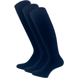 3 paar Katoenen kniekousen - Naadloos - Drukvrije boord - Dames/Heren - SQOTTON - Marineblauw - Maat 35-38