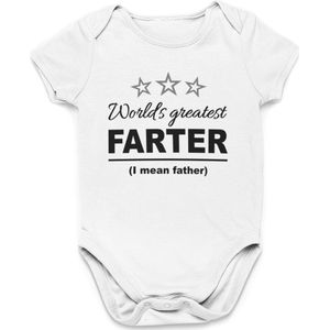 Vaderdag Cadeau - Romper World’s Greatest Farter - Maat 68 - Kleur Wit - 100% Katoen