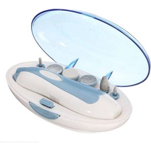 Elektrische Nagelvijl - Blauw - Baby Nagelverzorging - Ook Voor Volwassenen - Veilig en Zacht voor Baby's - Inclusief 6 Diverse Vijl koppen incl. Polijstkop - Waterbestendig - Manicureset Baby - LED Licht - Baby Cadeau