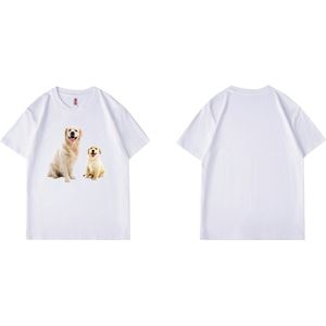 T-shirt met lieve hond_voor volwassenen, jongeren en kinderen - Wit - Maat M