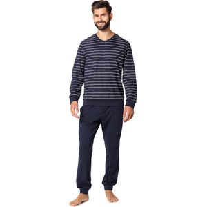 Ladeheid Heren Pyjama - Lange mouwen - Lange broek - Katoen - LA-LA40-220-PJ - Marineblauw Wit - M