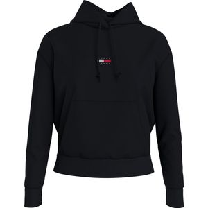 Tommy Hilfiger Center Badge Dames Hoodie - Zwart - Maat L