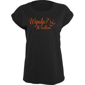 T-Shirts Dames Wijntje-Zwart - Oranje-L