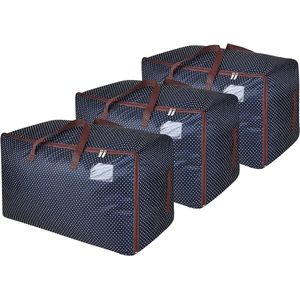 Boraboi ® Extra Grote Opvouwbare Opslagzakken voor Kleding en Beddengoed, Set van 3, 105 Liter, Blauw