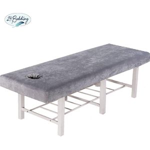 24-Bedding - Massagetafel Hoeslaken 180 gr/m2 - Massagetafel Hoeslaken 180 gr/m2 - Badstof - met gezichtsuitsparing - 70x200-210 cm Grijs