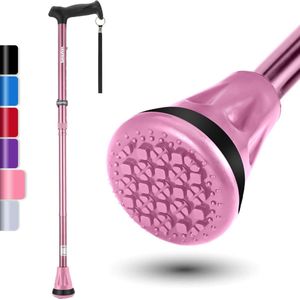Opvouwbare roze wandelstok voor alle vloeren met ergonomisch handvat