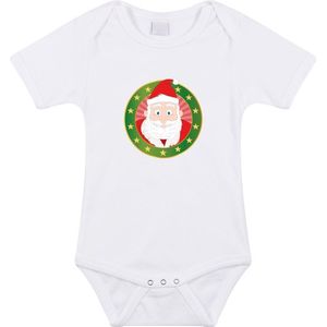 Kerst baby rompertje met kerstman wit jongens en meisjes - Kerstkleding baby 80