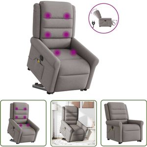 vidaXL Massagerstoel - Sta Op Massagestoel - Sta-op-massagestoel elektrisch verstelbaar stof taupe - Ergonomische Stoel - Elektrische Stoel - Fauteuil