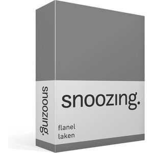 Snoozing - Flanel - Laken - Tweepersoons - 200x260 cm - Antraciet