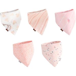 Kleuterslabbetjes met verstelbare drukknopen - set van 5 - katoenen babyslabbetjes - kleurrijk - kleuterschool 34*34*45CM