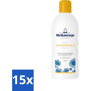 Melkmeisje - Bad & Douche Zonnebloem - Romig Parfum - 1000 ml - Bulkverpakking - 15 stuks