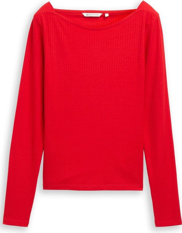 Tom Tailor Denim Slim fit shirt met lange mouwen en boothals