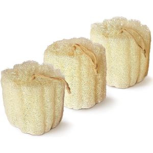 Douchespons Natuurlijke Loofah Bad Exfoliating Scrubber | Zachte Spa Lufa Sponzen (3-pack)