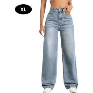 Bovista Lange Broek Dames - Spijkerbroek - Broeken - Spijker - Pants - Jeans - Trouser - Loose Fit - Straight Leg - Denim - Blauw - Maat XL